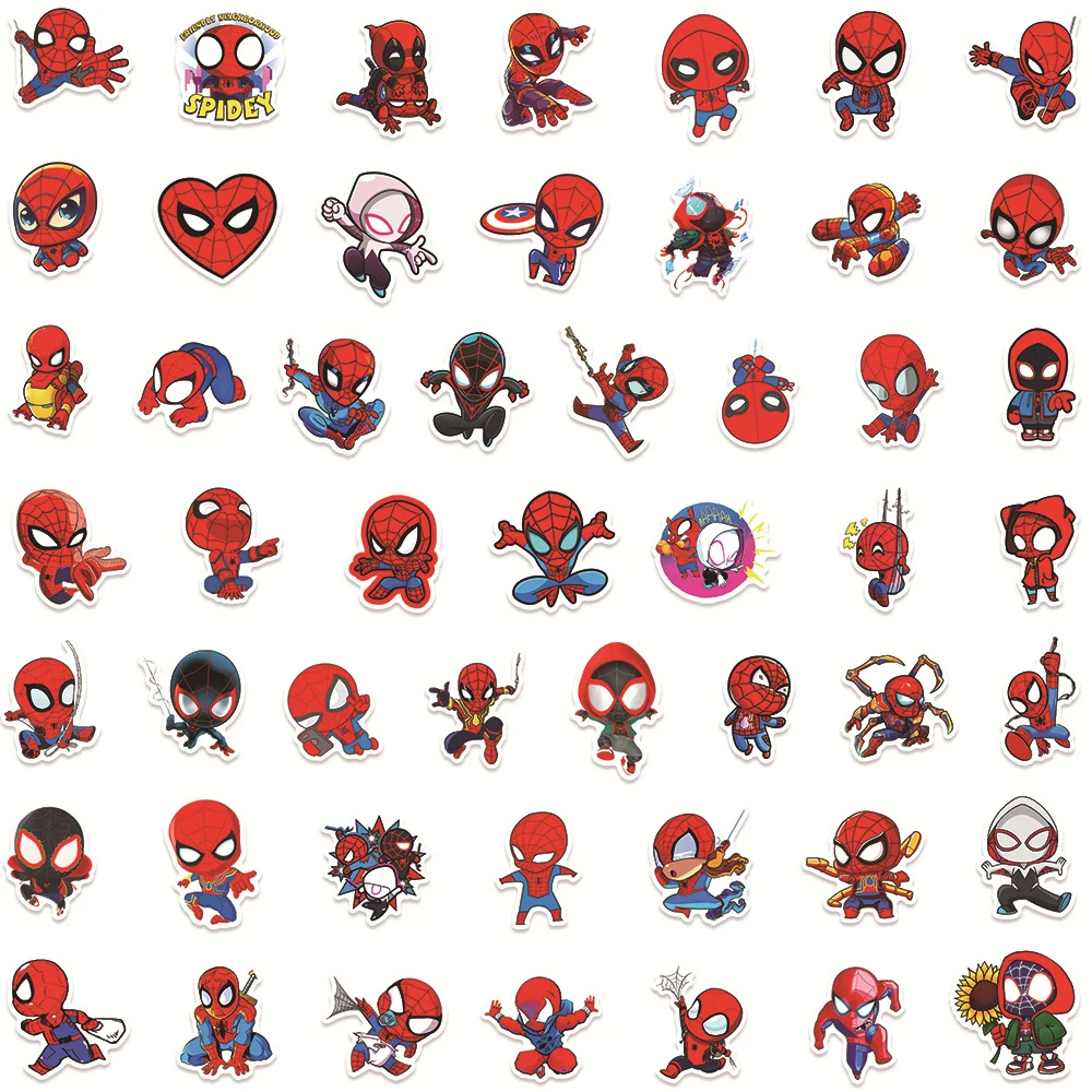 10/30/50pcs Disney Movie Anime Spiderman Stickers The Avengers Decal Fridge Phone Suitcase Diary Waterproof Cartoon Sticker Toy