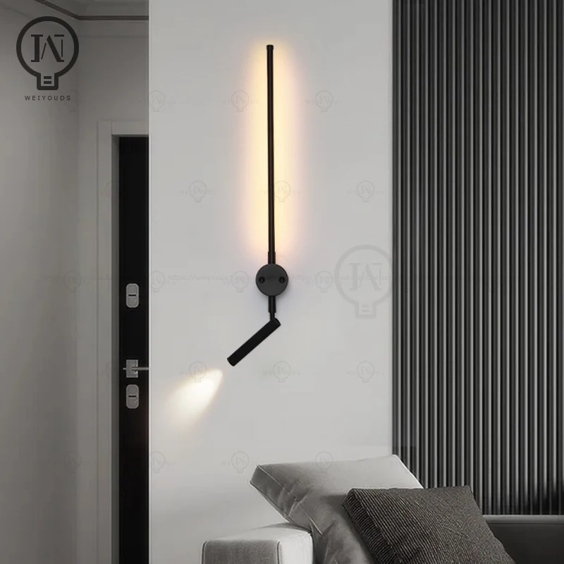 

Modern LED Wall Lamp with switch Bedroom Stairs Hallways Dining Living Room Nordic Art Background Decor Black Lights Bathroom