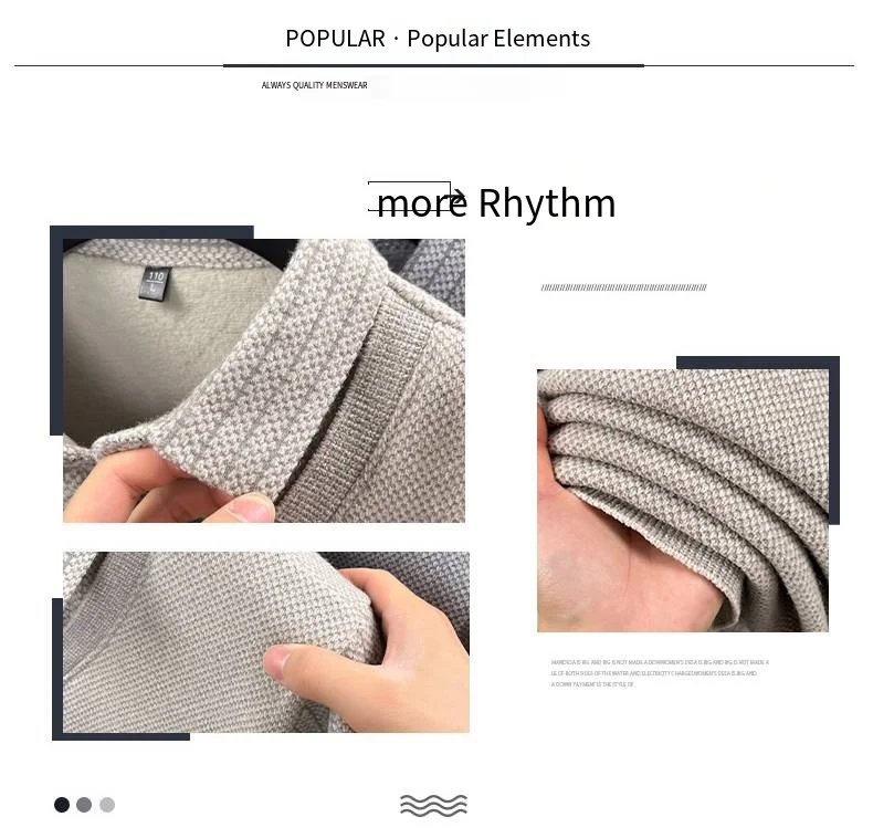 Komfortables Herren-Langarm-Poloshirt, Zweiteiliges Design mit Revers und Knöpfen, Exquisite Stickerei, Verdicktes Fleecefutter, Winter-Freizeit-Oberteil – Detail 5