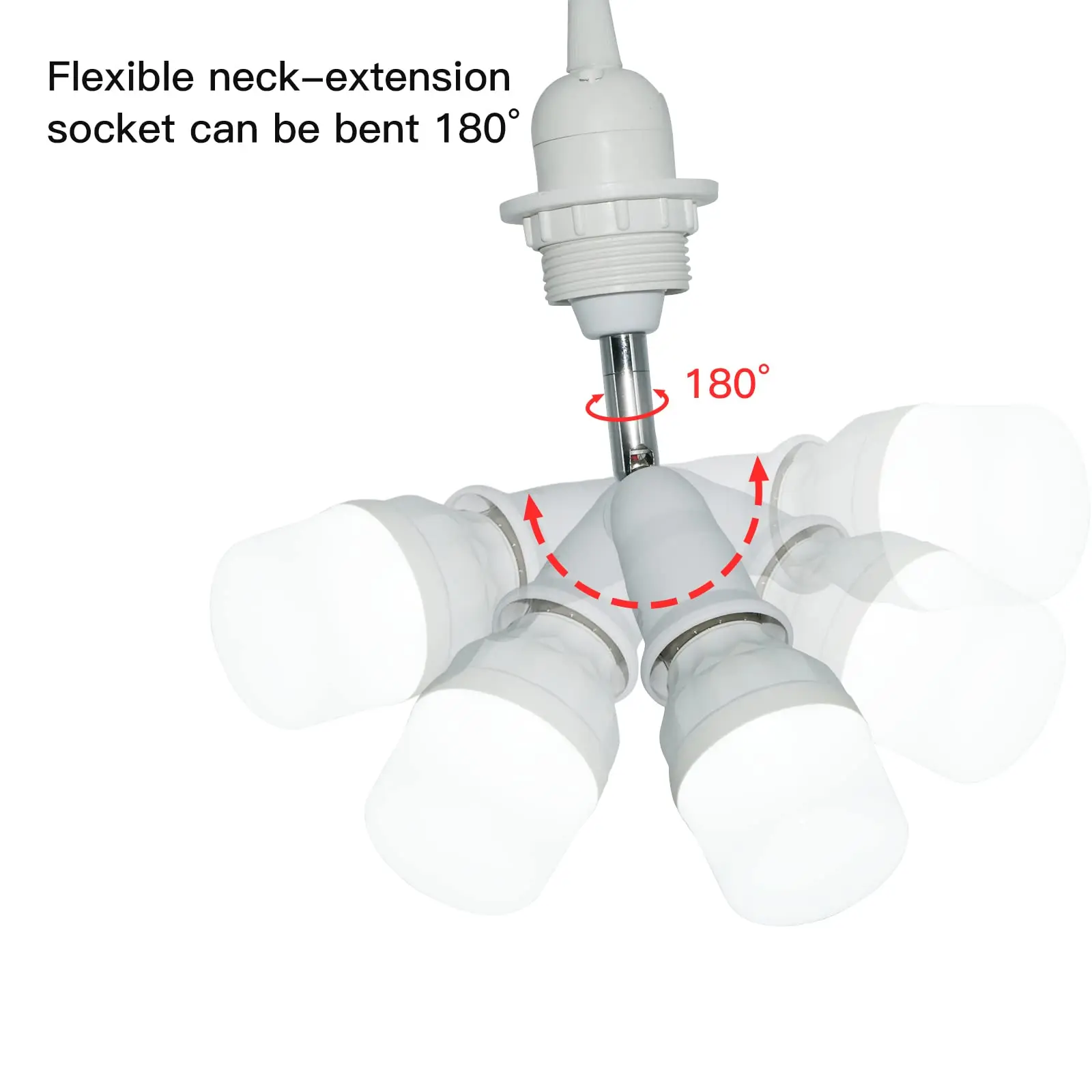 2pcs E27 5.5 inch / 11.5 cm extension socket extension adapter, E27 adjustable extender, elastic medium bulb socket converter