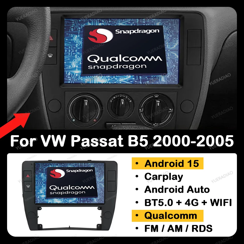

Android 15 Car Radio For Volkswagen Passat B5 2000 - 2005 Head Unit Multimedia Stereo Video Player NAVI GPS 4G LTE 5G WIFI QLED