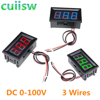 1pc DIY Mini Voltmeter Tester Digital Voltage Test Battery DC 0-100V 3 Wires Red Green Blue for Auto Car LED Display Gauge