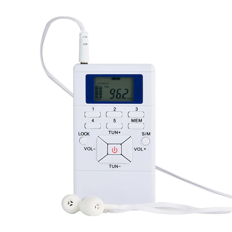 -BOFF راديو FM ستيريو صغير محمول 1.2 بوصة جهاز استقبال الساعة الرقمية لمشبك الترجمة المتتابعة-Onradio رمادي