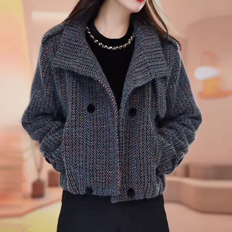 

Slim Fit Mom's Autumn Winter Fce Lined Suit Jaet Women's Faionable High End Casual Sle ey Top Quali Outerwear