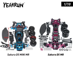 YEAHRUN Metal & Carbon Fiber & Plastic Wheels Shock Absorbers Frame Chassis Kit for Sakura D5 MR / MINI MR 1/10 RC Drift Car