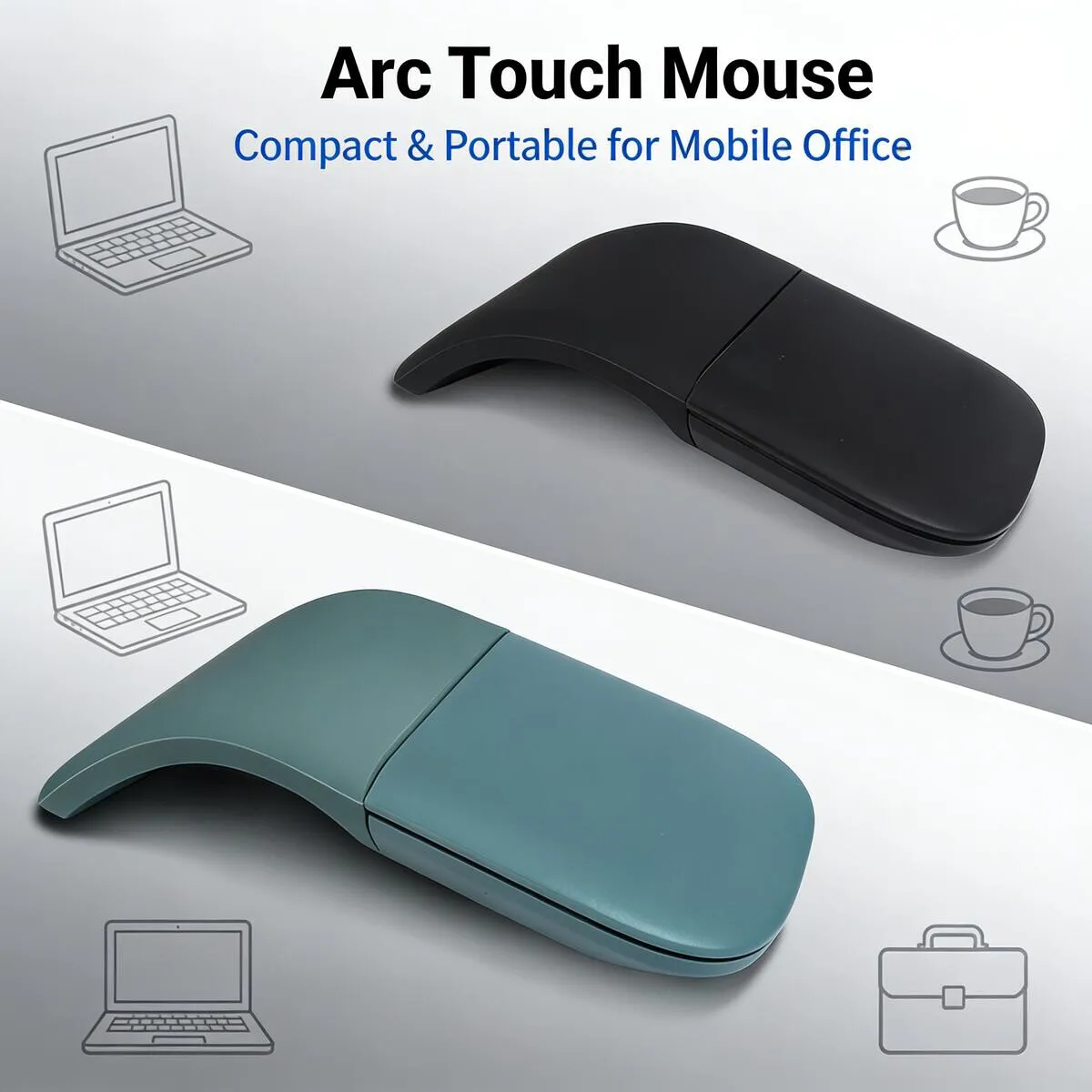 

Foldable ARC Touch Wireless Mouse Bluetooth/2.4G Silent Ergonomic Slim Portable Mice for Computer iPad Surface Mac Mobile Office