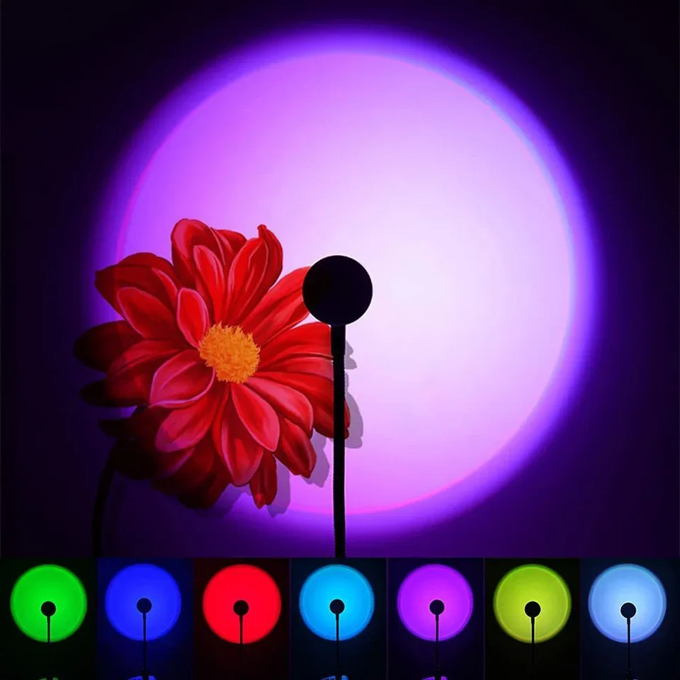Mini Usb Sunset Lamp Led Projector Night Light 7 Colors Projector Light Night Lamp Atmosphere Projector Light Room Light
