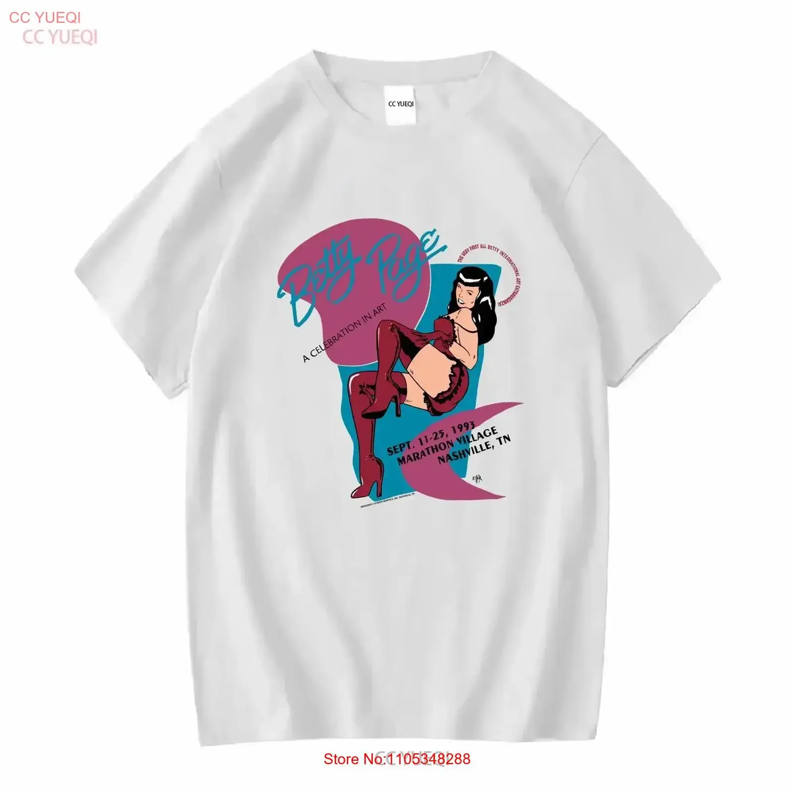 1993 Bettie Page Demon Devil Pin Up Nashville TN Festival T shirt Size S 5XL vintage Washed fashion Casual streetwear vintage