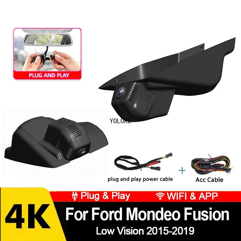

Передняя камера 4K 2160P с Wi-Fi для Ford Mondeo Low Version Fusion CD391 2015 2016 2017 2018 2019 DVR Управление через приложение