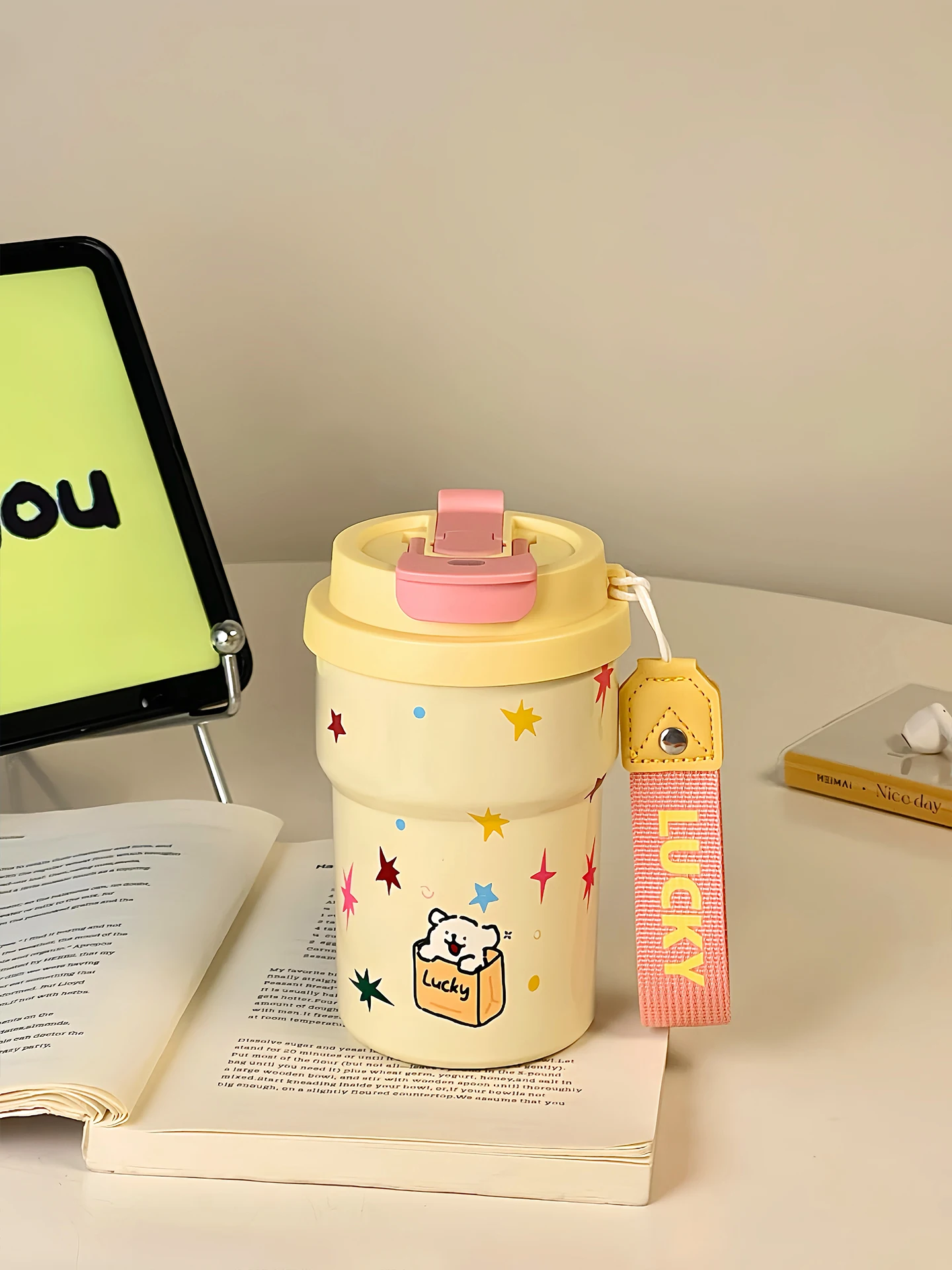 

Cerc Inner Lid Insulated Coffee Cup Portable St Dual Drink Cute Water Cup for Girls Travel Carrng High Aesthetic Value