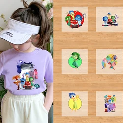 Disney Inside Out naszywki odzież naklejki termotransferowe Anime smutek T-Shirt łatka do prasowania naklejki winylowe naklejki DIY ubrania