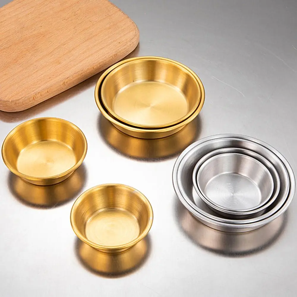 1Pcs Sushi Dipping Sauce Dishes Mini Appetizer Plates 304 Stainless Steel Seasoning Tray 7/8/10/11cm Bowl Sauce Plate