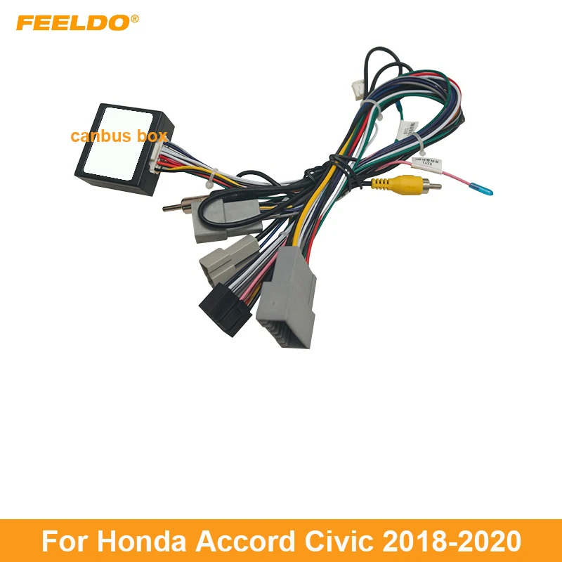 

FEELDO Car Audio Wiring Harness with Canbus Box For Honda Accord Civic Aftermarket 16pin CD/DVD Stereo Installation Wire Adapter