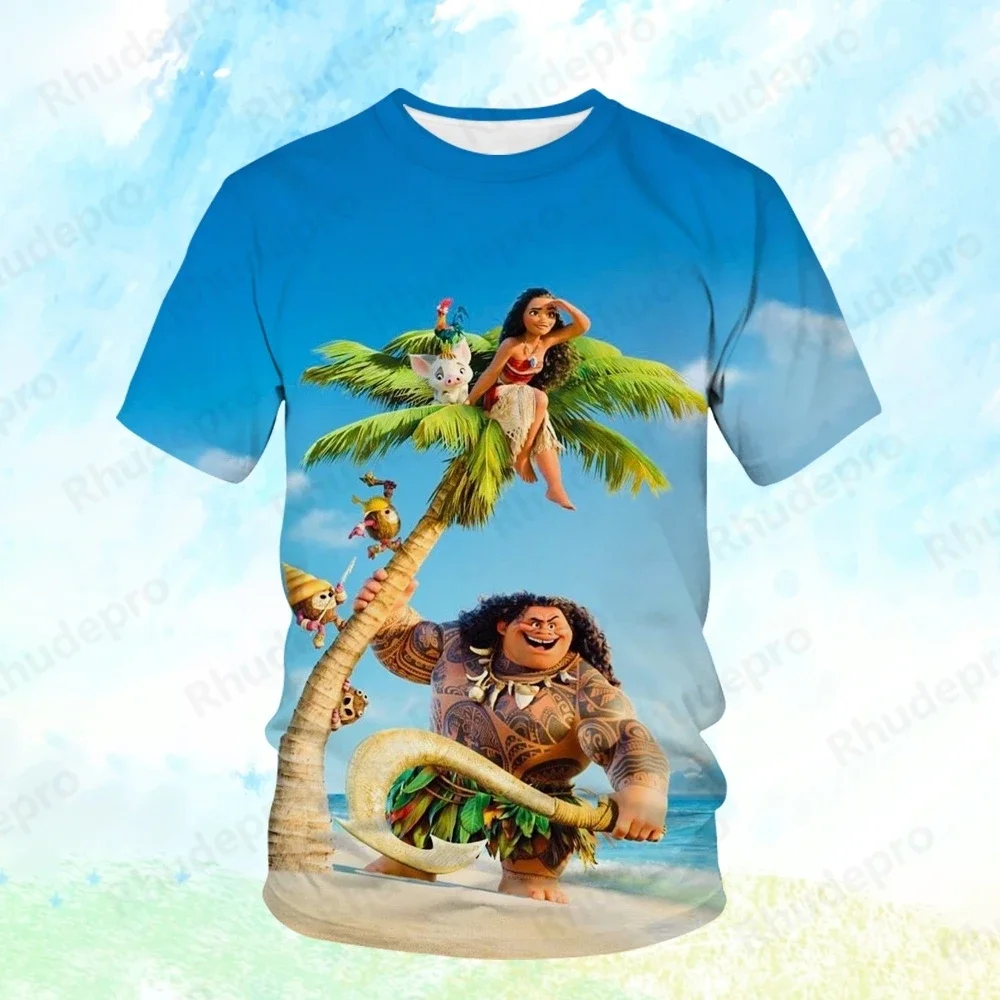 ديزني موانا تي شيرت الرجال النساء الصيف الكرتون المطبوعة بلايز تيز موضة ملابس قصيرة الأكمام ملابس الشارع الشهير