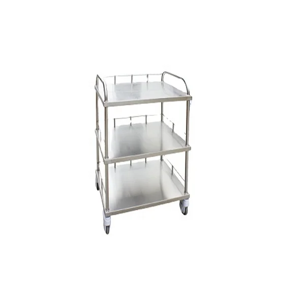 Professional High Quality Stainless Steel Instrument Trolley with Three Layers Medical Cart In Factory Price