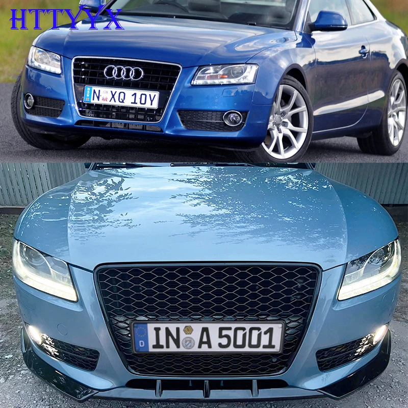 HTTYYX 3PCS Gloss Black Front Bumper Splitter Lip Diffuser Body Kit Spoiler Guard Fit For Audi A5 B8 Quattro 2008 2009 2010 2011