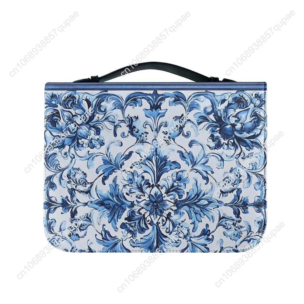 Blue white porcelain Printing Bible Bags Christian Gifts Personalized Cover Bible Pack Waterproof Leather Bag Pockets Package