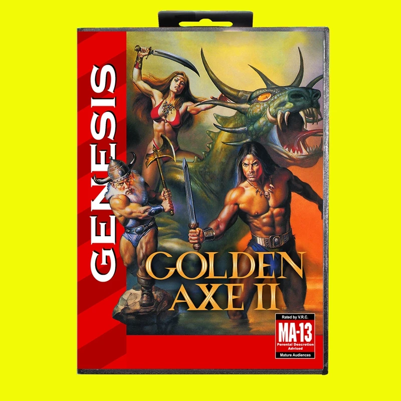 Golden Axe 2 MD Game Card 16 Bit USA Cover for Sega Megadrive Genesis Video Game Console Cartridge