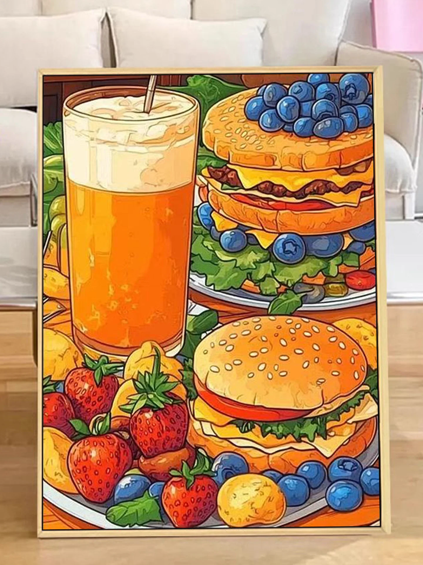 

Cartoon Burger Delight 2026 New Diamond Painting Handmade DIY Sticky Picture Simple Modern Living Room Gift