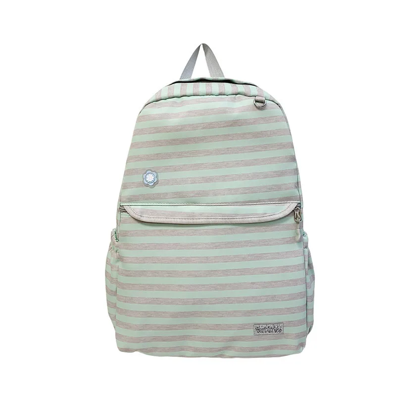 Korean-style striped printed backpack: fashionable, versatile, and uniqueinsBackpack for girls, suitable for junior high school,