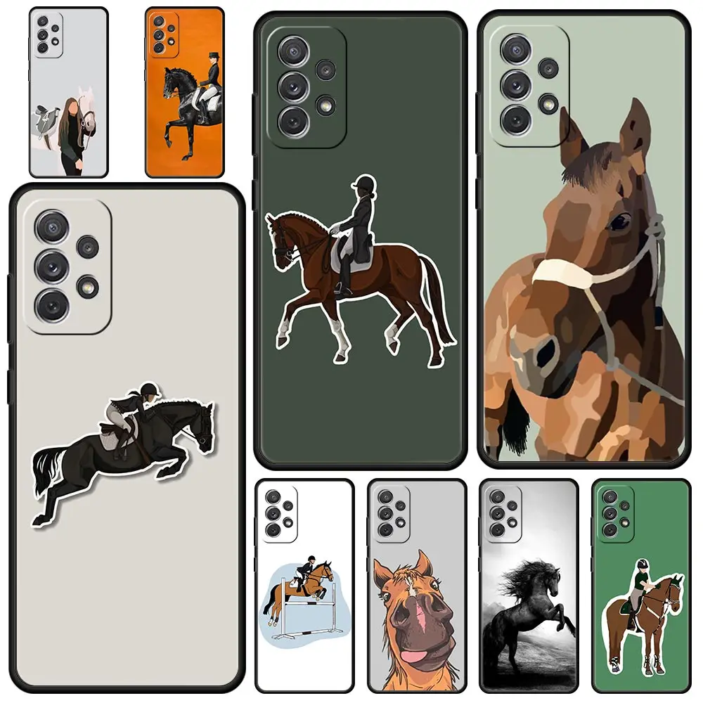 Galloping Horse Girl Drawing Phone Case For Samsung A15 A13 A51 A71 A41 A31 A21S A03S A05 A12 A32 A52 A23 A25 A33 A53 A73 Cover