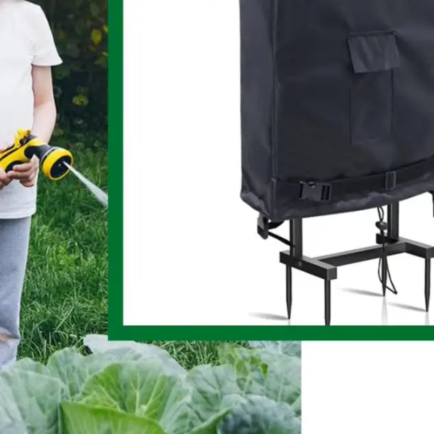 

Прочный чехол-держатель для садового шланга из оксфордской ткани 420D с регулируемой посадкой и передним карманом для хранения садового инвентаря