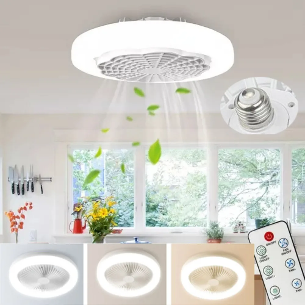 

30W Ceiling Fan With LED Light And Remote Control E27 Silent Fan Lamp 3 Colors Dimmable For Living Room Kitchen AC 85-265V