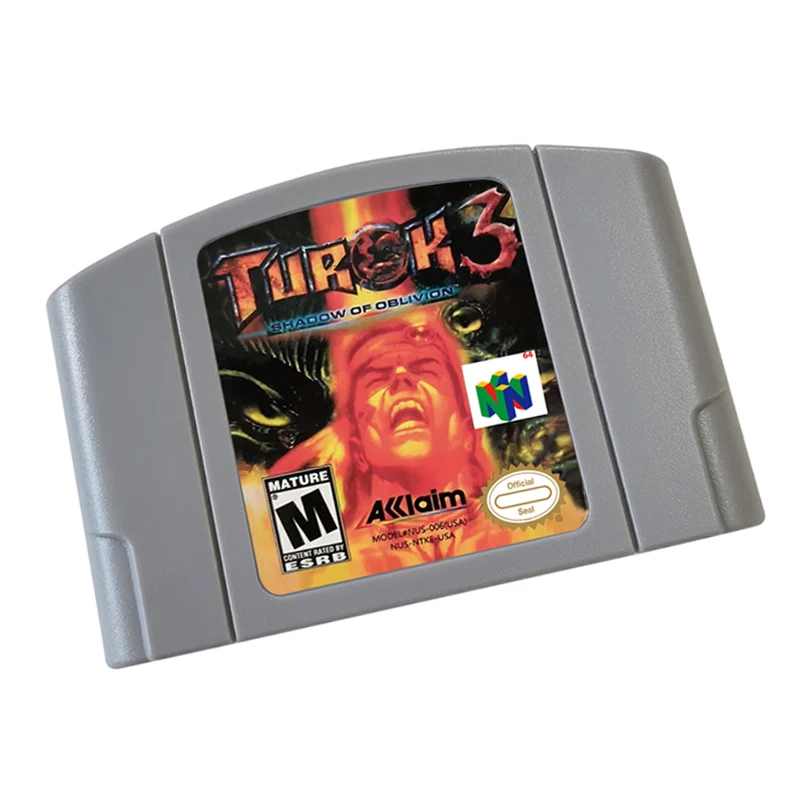 Cartucho de videojuego Turok 3 Shadow of Oblivion de 64 bits para consola de juegos versión EE. UU. Y UE