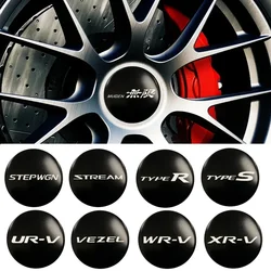 4pcs 56/60/65mm Car Wheel Center Aluminium Stickers for Honda STEPWGN STREAM TYPER TYPES UR-V VEZEL VTEC VTI WR-V XR-V Mugen