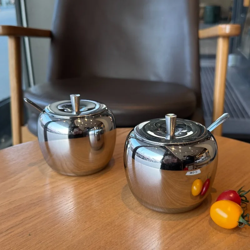 

304 Stainless Steel Spice Jars European Seasoning Containers Kitchen Condiment Dispenser for Countertop Dust-proof Storage Jars