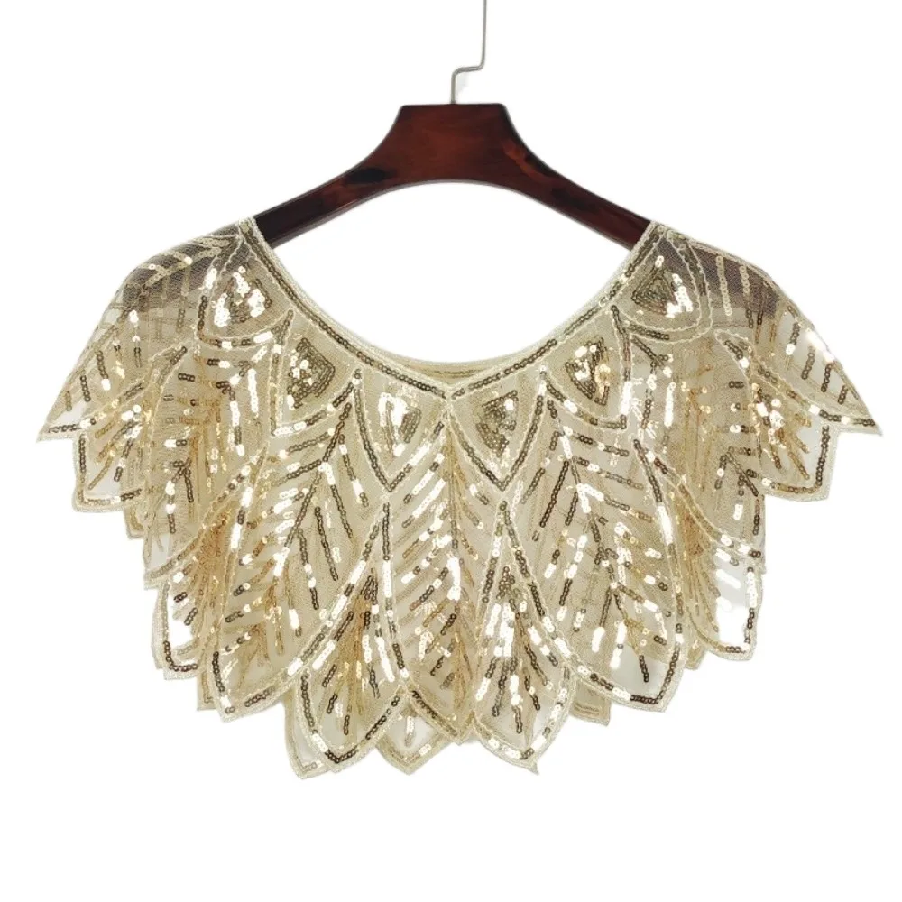 

Simple Glitter Sequins Shawl Sleeveless Sparkling Evening Cape Mesh V-Neck Party Shawl Bridal