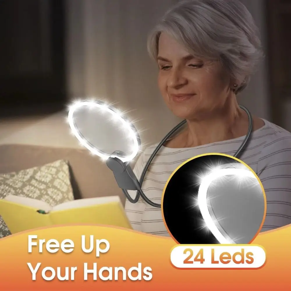 

3 Color LED Lights Magnifying Glass Handheld Neck Wearing Hanging Neck Magnifying Glass Acrylic Large Screen