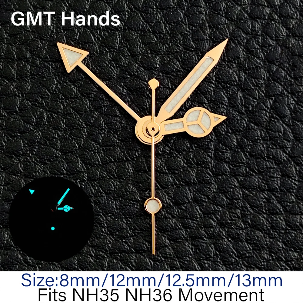 NH35 GMT Zeiger Blau/Grün Leuchtend Silber/Gold/Roségold Passend für NH34 NH35 NH36 Uhrwerk Uhrenteile für Herren-Armbanduhren Zubehör – Detail 7