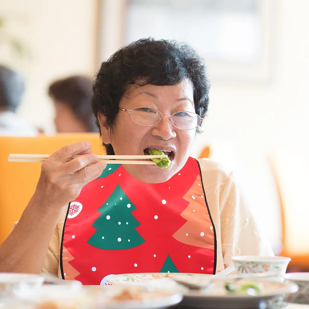 

2pcs Christmas Adult Bib Adjustable Waterproof Neck To Leg For Seniors Adults Bedridden Patients Xmas Eating Bib Multi-Use Cloth