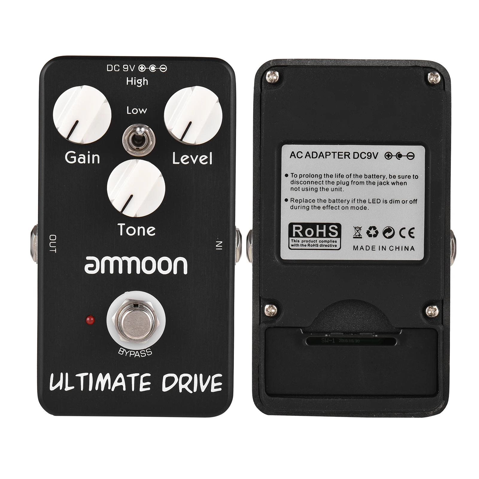 Pedal de Efecto de Guitarra ammoon AP-02 Drive Overdrive, True Bypass, Pedal de Efecto Overdrive, Accesorios de Guitarra