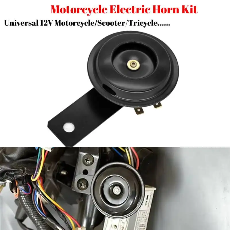 Motorrad Elektrische Hupe Kit Universelle Wasserdichte Runde Laute Hupe Lautsprecher 12V Horn 1,5 A 105db Signal Für Motorrad Zubehör