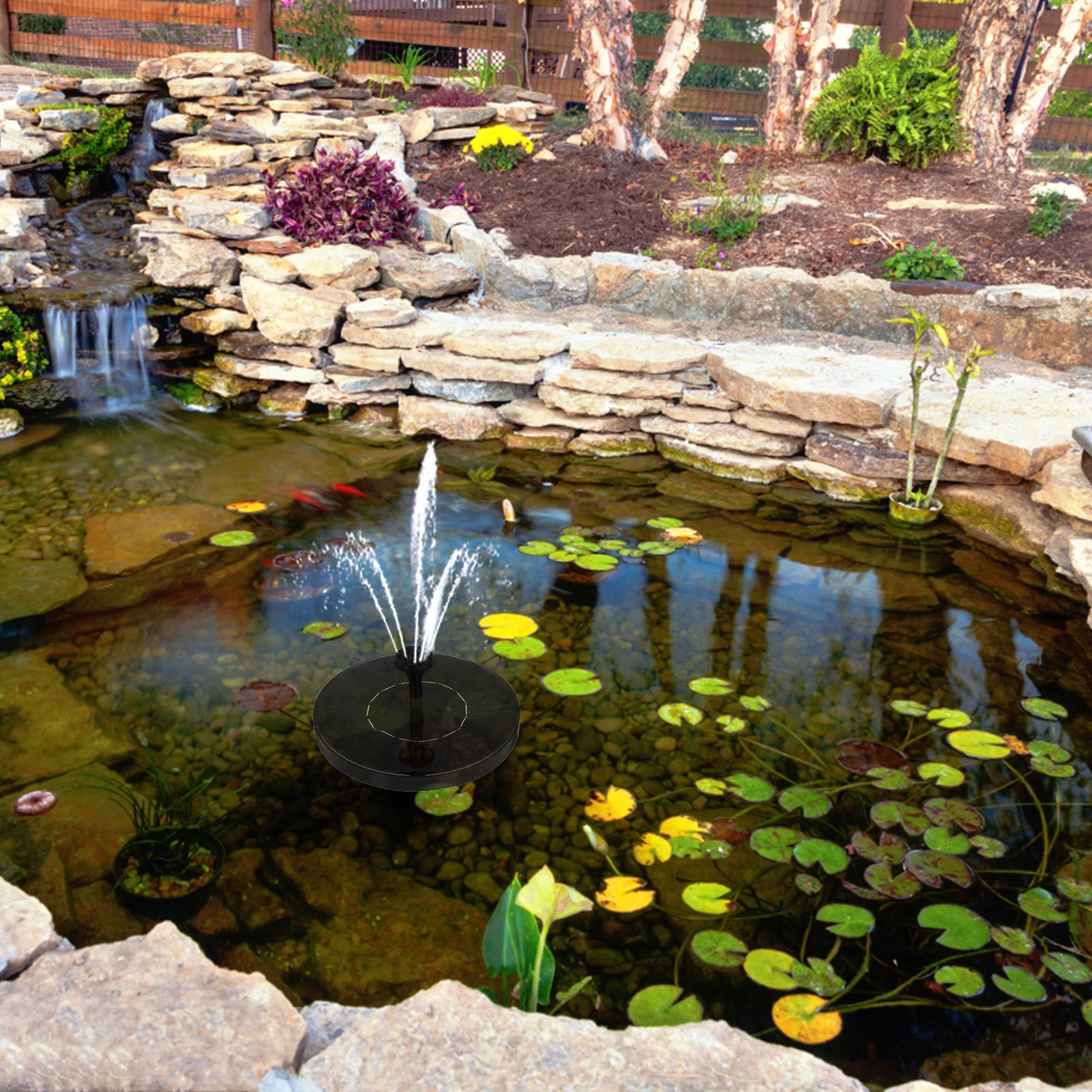 

Round Fountain Solar Plant Pond Pump Garden Powered Water for Feature Miniature Outdoor