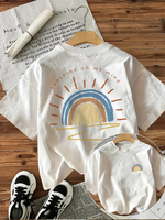 Vibrant Sun Rainbow Design 100% Cotton T-Shirts Female Funny T Shirts Egirl Korean Fashion Graphic Tees Tops Women Clothing