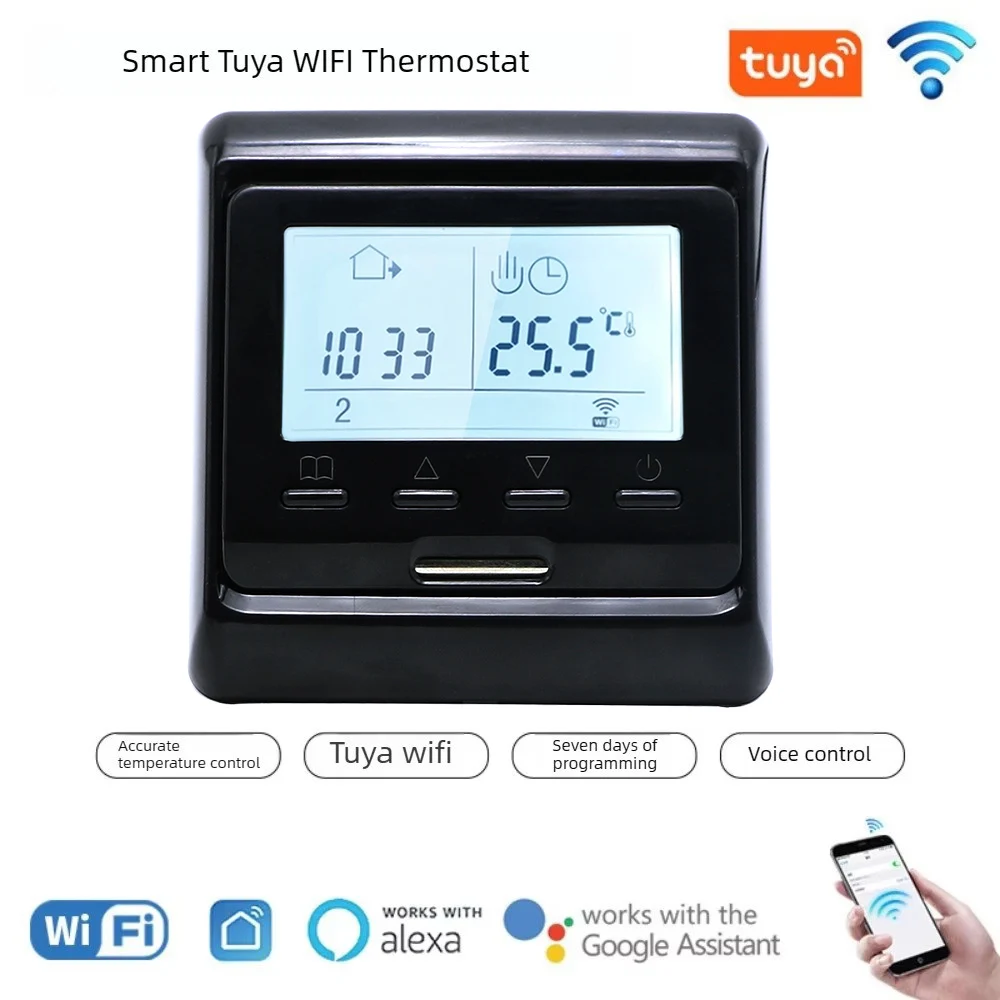 All Black Smart WIFI Electric 16A Thermostats AC100~240V Temperature Controller for Underfloor Heating System 1PC