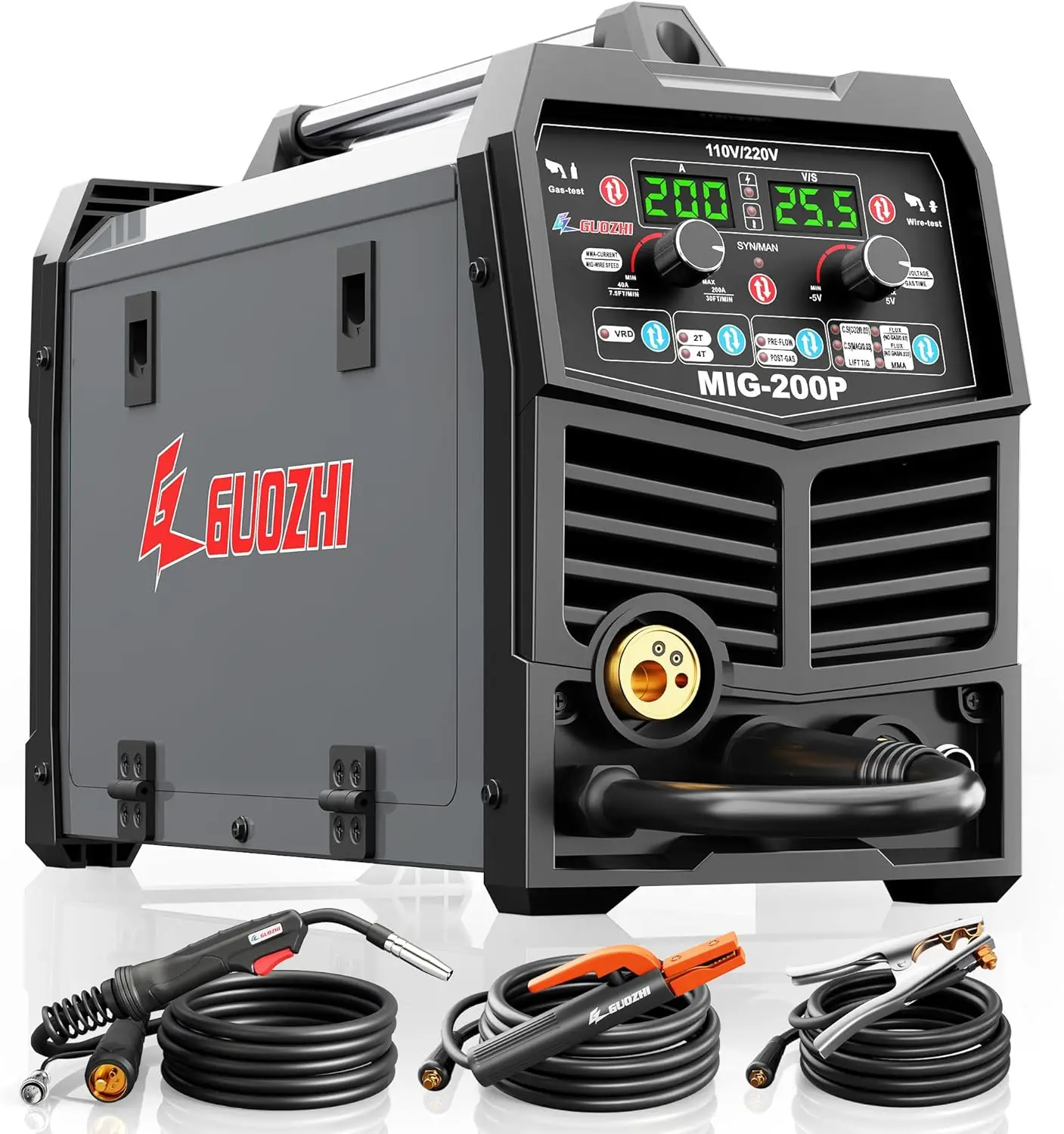 

200A MIG Welder 7 in 1 Gas MIG/MAG/Gasless Flux Core MIG/Lift TIG/Stick/Spot Welding/Spool Gun Multi-Process Aluminum Mig