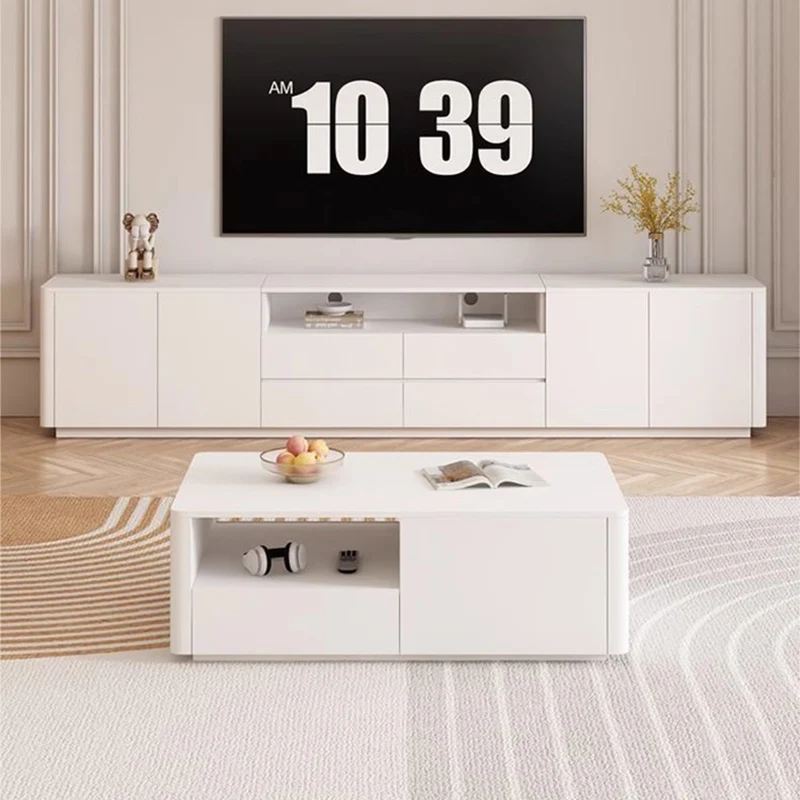 

Storage White Tv Stands Living Room Mobile Modern Luxury Display Drawers Designer Tv Table Universal Muebles Trendy Furniture