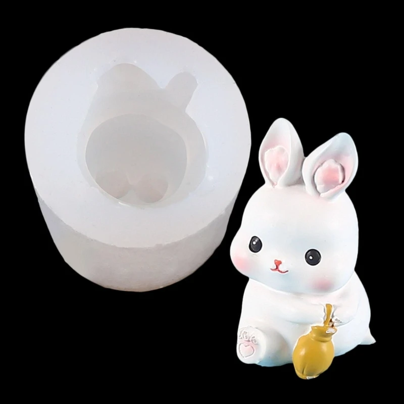 3D Rabbit Candle Silicone Mold Easter Bunny Resin Casting Mould for DIY Candle Making Clay Craft Plaster Home Decoration