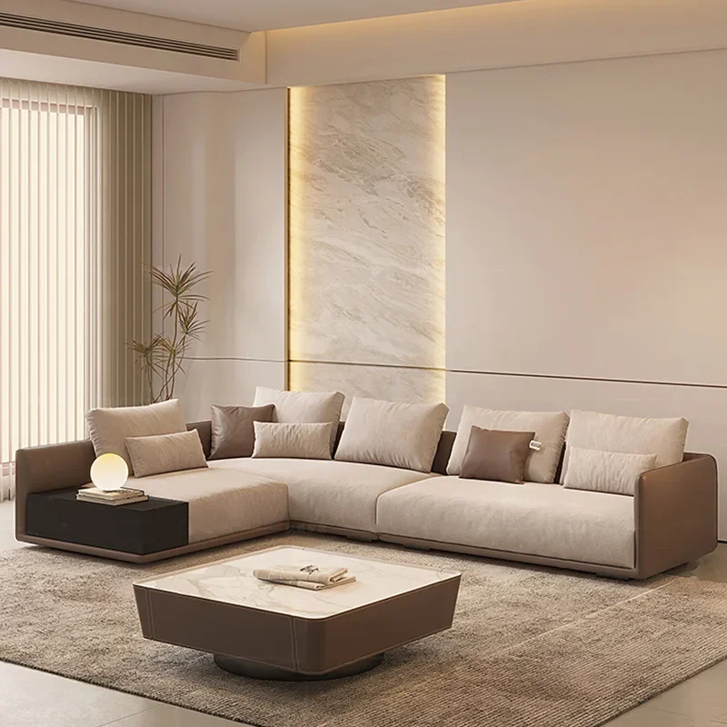 Minimalist large-sized imperial concubine fabric sofa Italian light luxury cream style living room creative module leather and