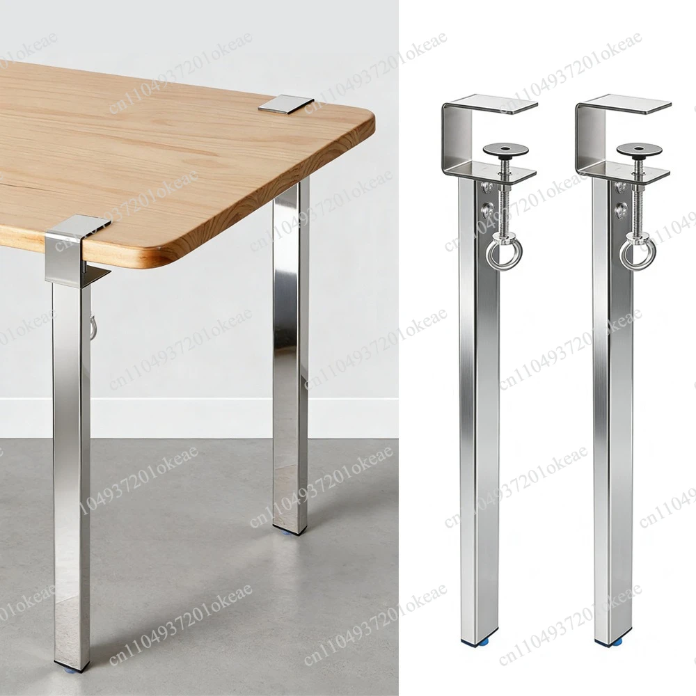 Removable non-punching stainless steel table leg bracket F clip table frame foot DIY coffee table desk