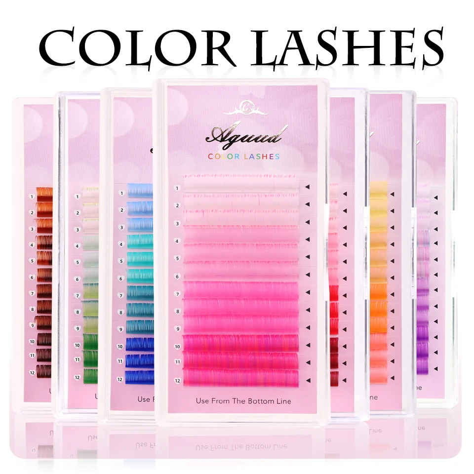 

AGUUD Colored Eyelashes for Extension Individual False Color Mink Lashes Macaron 4 Colors Rainbow Ombre Lashes Maquiagem Cilios