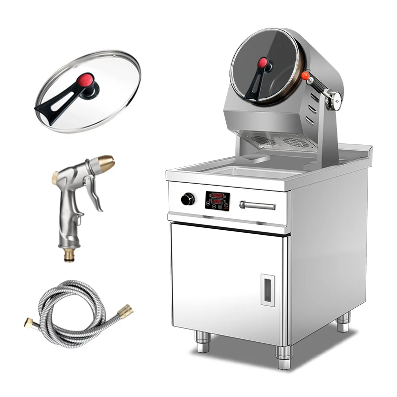 

Commercial Kitchen Stainless Steel Automatic Cooking Stir Fry Fried Rice Machine Electric Tilting Rotating Induction Equipment