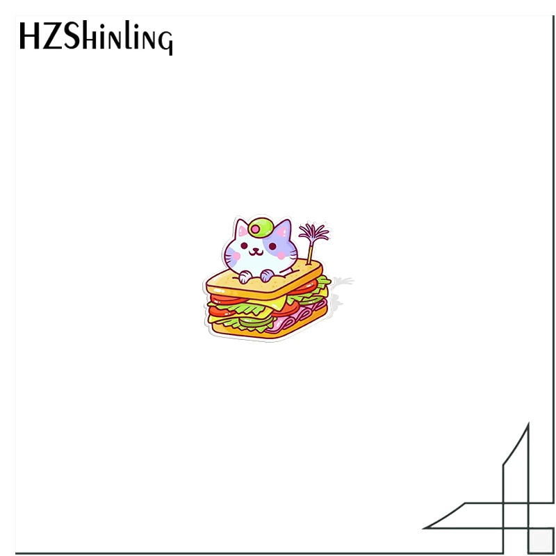 الغذاء الخبز برغر البطاطس المقلية الكرتون نمط أنيمي الاكريليك التلبيب دبابيس راتنج أكريليك الايبوكسي