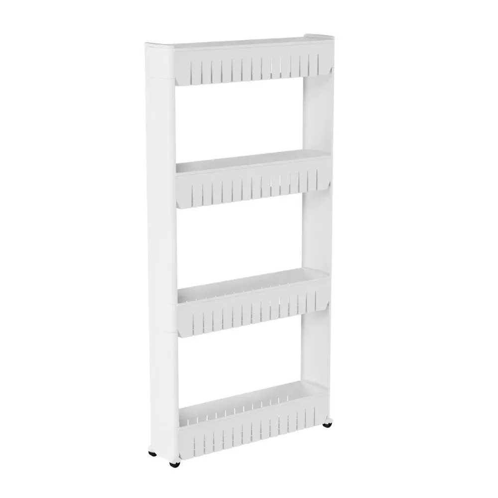 

Mobile Plastic Shelf 4 Storage Baskets