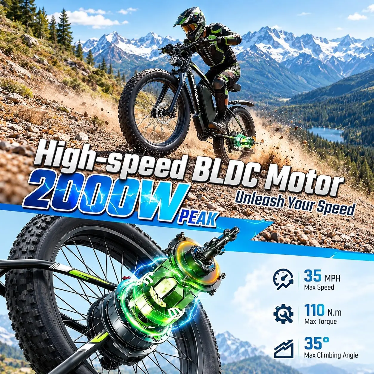 2000W 48V 16Ah Electric Bicycle, 24