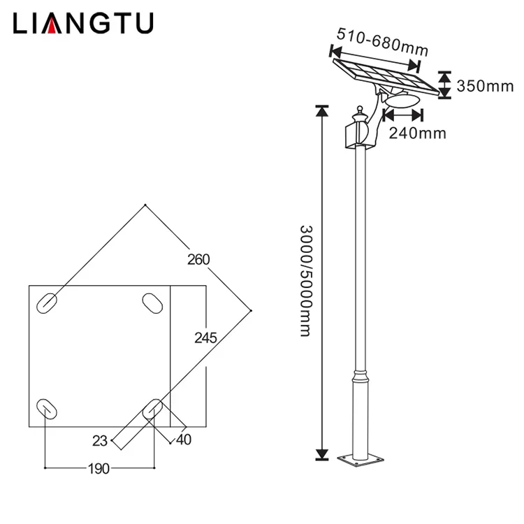 ارتفاع التجويف في الهواء الطلق Ip65 40W 50W 60W 90W 120W 150W بطارية ليثيوم LED ضوء الشارع الشمسي، بدء من 5 وحدات للبيع